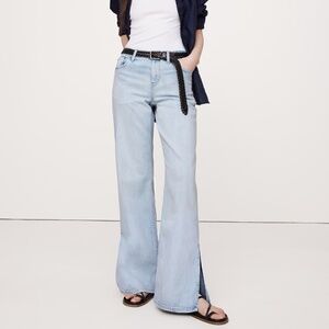 Banana Republic The Icon Mid-Rise Wide-Leg Split-Hem Jean - Light Wash, 31